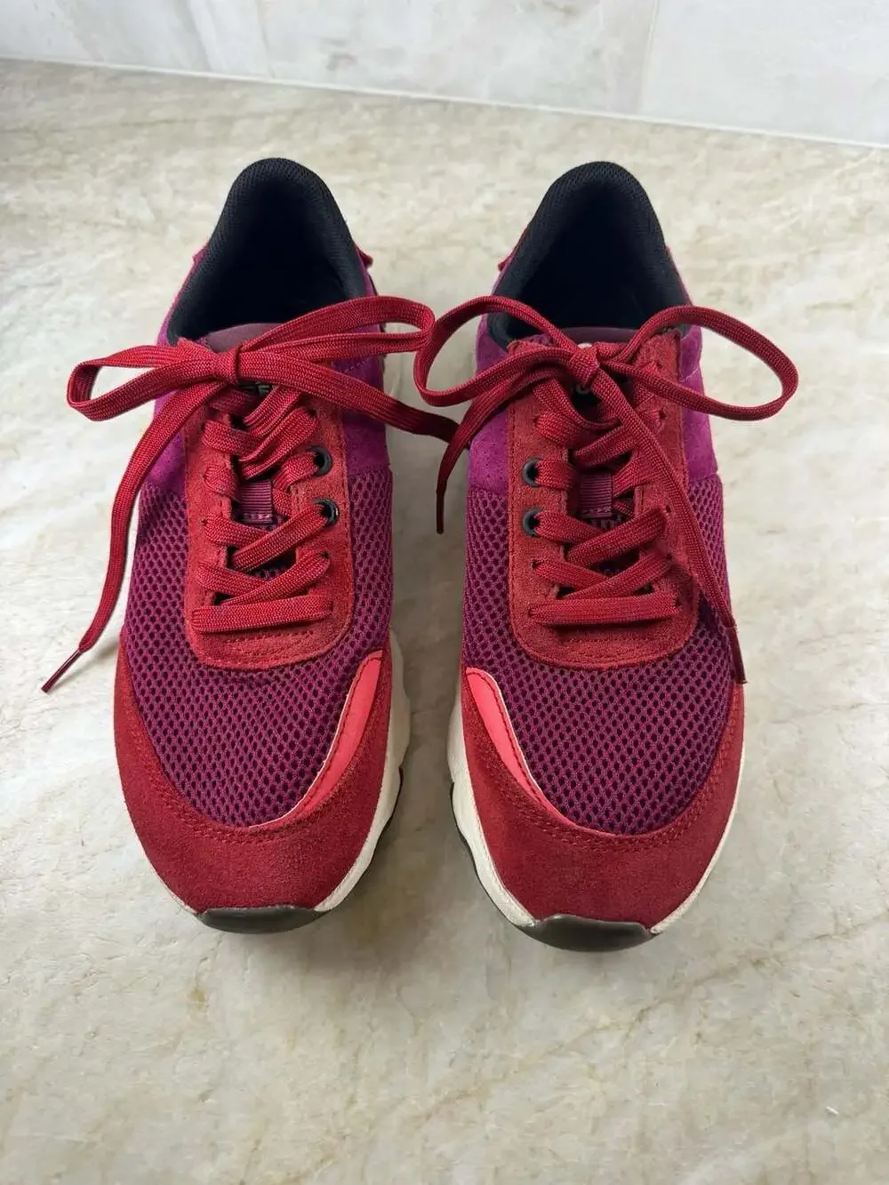 Sorel Kinetic Rush Sneakers Womens 8.5 Red Mesh Lace Up Athletic Shoes NL3516